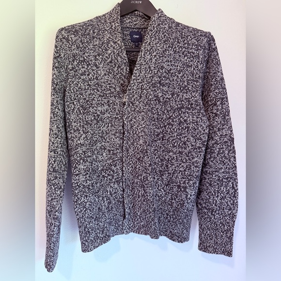Gap Men’s Black & White Marled Cotton Zip Up Cardigan Size Medium - Picture 5 of 5